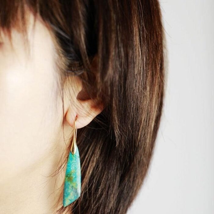 Jasper Pendant Earrings - by Fit Calm - earrings, jasper, FEBRUARY NOVELTIES