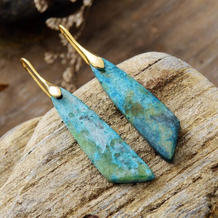 Jasper Pendant Earrings - by Fit Calm - earrings, jasper, FEBRUARY NOVELTIES