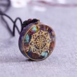 Pendentif Orgonite "Sri Yantra" en Turquoise & Oeil de Tigre -  by Fit Calm - Kopy, NOUVEAUTES DECEMBRE, Oeil de tigre, Pendentif, pendentif orgonite, pendentifs, Turquoise