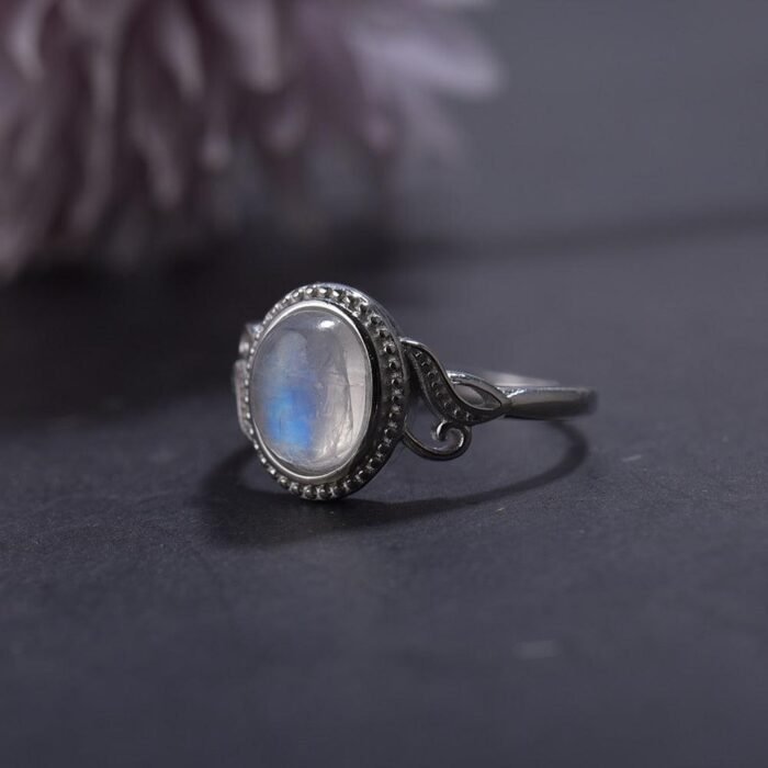 Bague Ajustable "Élégance" en Labradorite Blanche & Argent -  by Fit Calm - Bague, bagues, Kopy, labradorite blanche, NOUVEAUTES MARS, péristérite