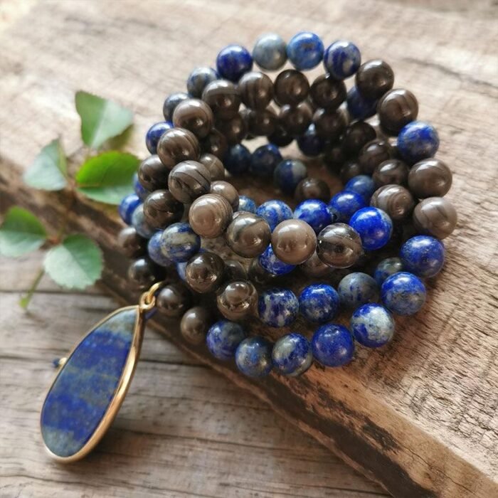Collier Mala "Confiance en Soi" en Lapis Lazuli & Bronzite -  by Fit Calm - Bronzite, homme, lapis lazuli, Mala, NOUVEAUTES AVRIL