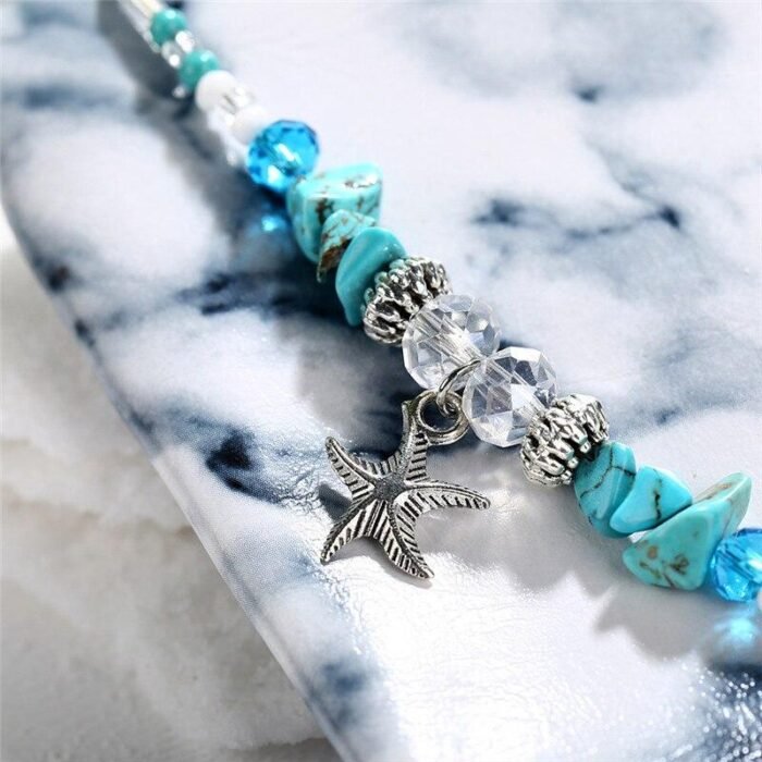 Bracelet de Cheville Étoile de Mer en Turquoise -  by Fit Calm - Best Seller, bracelet, bracelets, cheville, fin, nouveautés de juin 2022, turquoise, unique