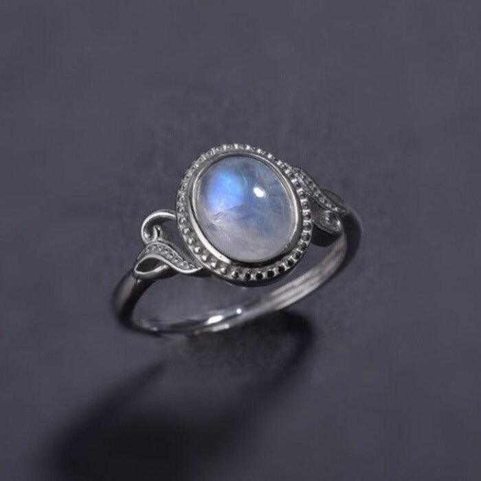 Bague Ajustable "Élégance" en Labradorite Blanche & Argent -  by Fit Calm - Bague, bagues, Kopy, labradorite blanche, NOUVEAUTES MARS, péristérite