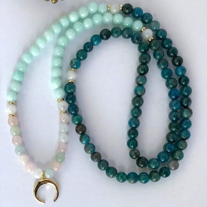 Mala "Espérance" Bracelet in Apatite, Morganite & Amazonite - by Fit Calm - Amazonite, Apatite, Bracelet, morganite, multi-stones, multi-turns, APRIL NOVELTIES