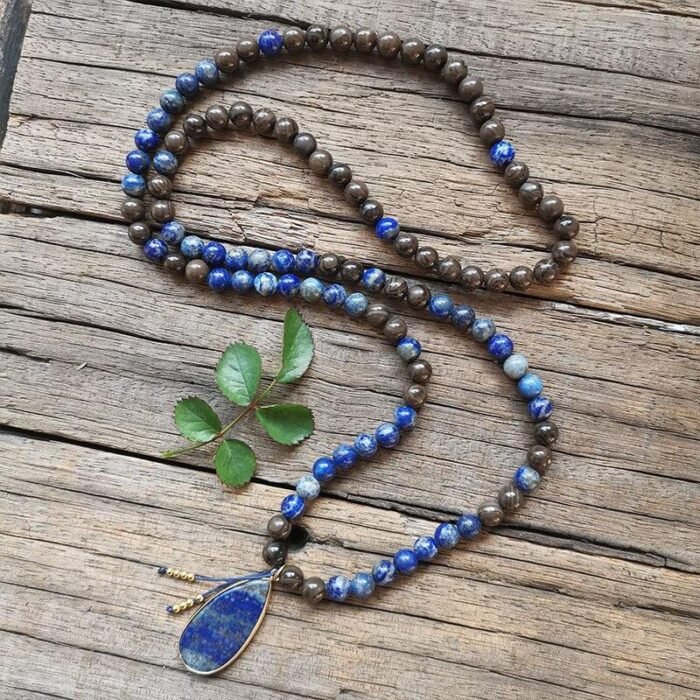 Collier Mala "Confiance en Soi" en Lapis Lazuli & Bronzite -  by Fit Calm - Bronzite, homme, lapis lazuli, Mala, NOUVEAUTES AVRIL