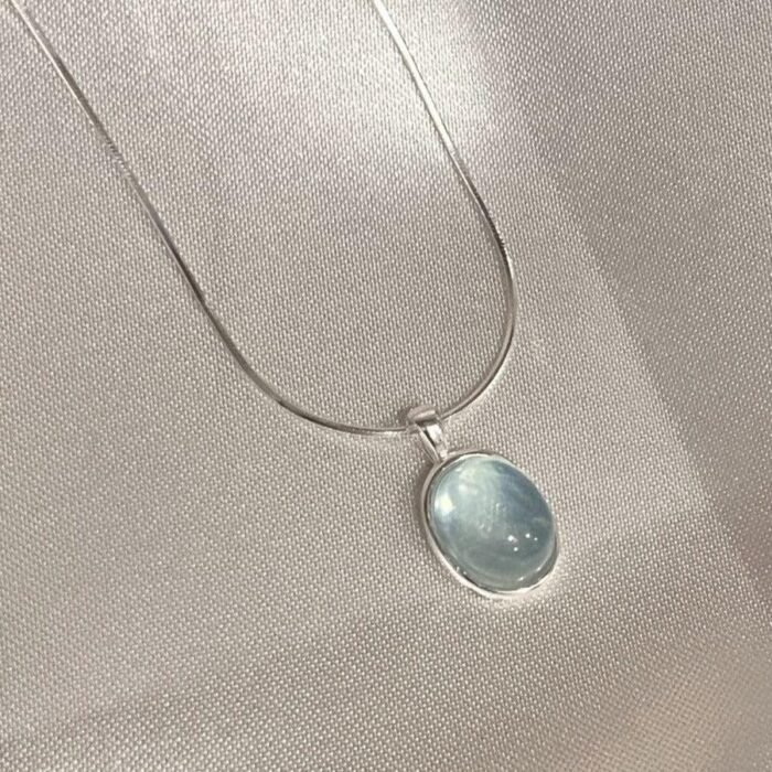 Pendentif Oval en Aigue-Marine -  by Fit Calm - aigue marine, Kopy, NOUVEAUTES MARS, Pendentif, pendentifs