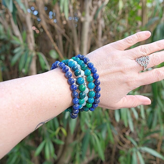 Bracelet Mala "Acceptation" en Chrysocolle, Lapis Lazuli & Amazonite -  by Fit Calm - Amazonite, apaisement, Bracelet, Chrysocolle, Lapis Lazuli, Mala, multi-pierres, multi-tours, nouveautés de janvier 2021