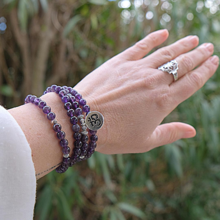 Bracelet Mala "Éveil Spirituel" en Améthyste -  by Fit Calm - Améthyste, best, Bracelet, eveil spirituel, Mala, multi-tours, protection, unique