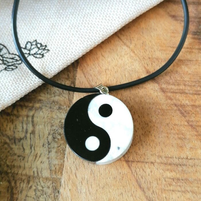 Pendentif "Yin-Yang" en Howlite & Obsidienne Noire -  by Fit Calm - best, Howlite, Kopy, Obsidienne noire, Pendentif