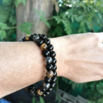 Duo de Bracelets "Protection" en Oeil de Tigre, Hématite & Onyx -  by Fit Calm - Bracelet, ensemble, homme, Hématite, multi-pierres, nouveautés de septembre 2020, Oeil de tigre, Onyx, protection, taille