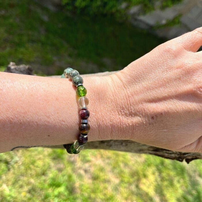 Bracelet "Positive Attitude" en Turquoise Africaine, Péridot, Aventurine & Citrine -  by Fit Calm - Aventurine, Aventurine verte, Bracelet, Citrine, confiance en soi, equilibre, multi-pierres, Oeil de tigre, Péridot, taille, Turquoise Africaine