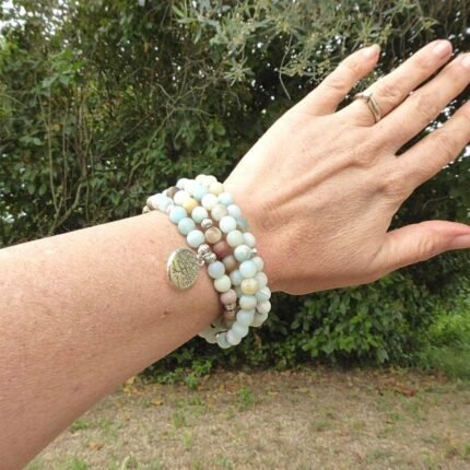 Bracelet Mala "Arbre de la Sérénité" en Amazonite -  by Fit Calm - Amazonite, apaisement, Bracelet, Mala, multi-tours, unique