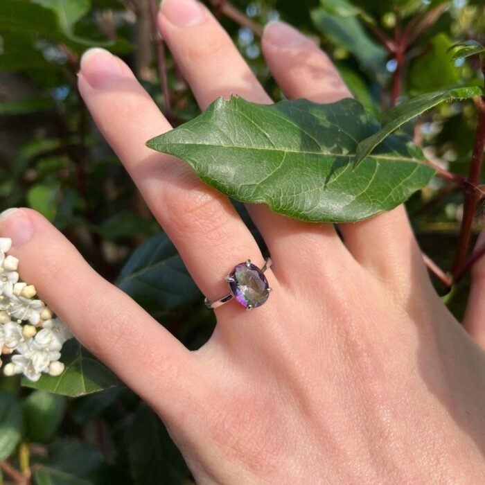 Adjustable Rainbow Mystic Topaz Ring - by Fit Calm - Ring, Kopy, Mystic Topaz, rainbow mystic topaz
