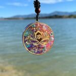 Orgonite "Lotus-Om" Turquoise & Tiger Eye Pendant - by Fit Calm - Kopy, NOVELTIES OF AUGUST 2022, Tiger eye, Orgonite, Pendant, orgonite pendant, Turquoise