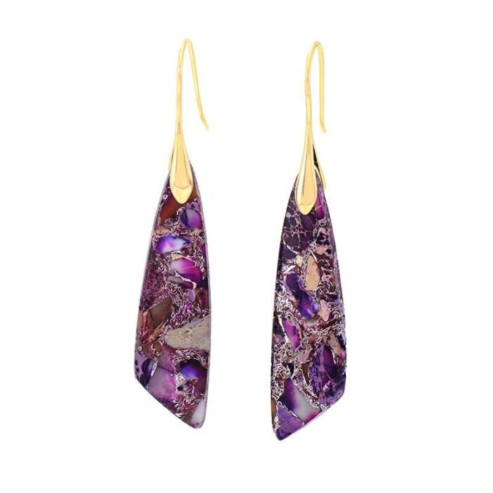 Boucles d'Oreilles Pendantes en Jaspe Violet -  by Fit Calm - boucles d'oreilles, jaspe, NOUVEAUTES MAI