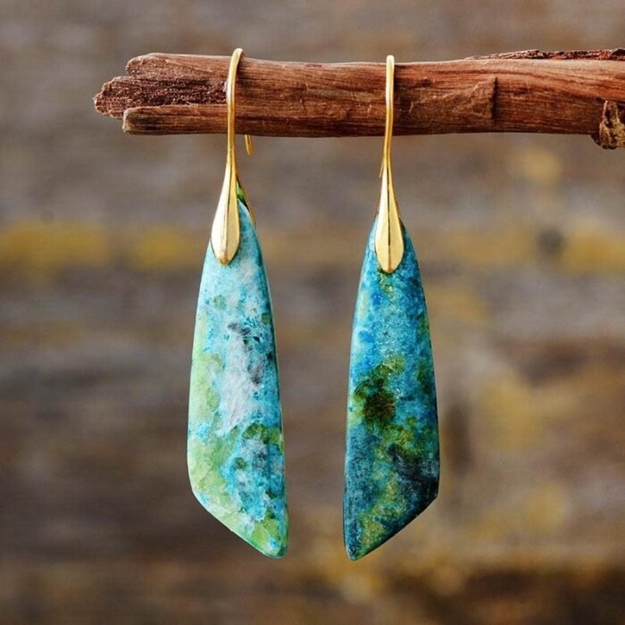 Jasper Pendant Earrings - by Fit Calm - earrings, jasper, FEBRUARY NOVELTIES