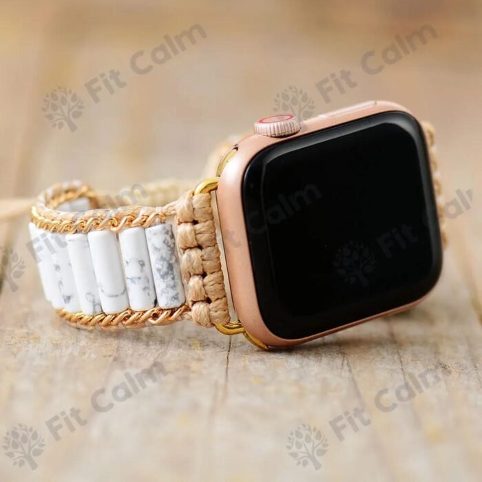 Bracelet Apple Watch "Sérénité" en Howlite -  by Fit Calm - apple watch, Bracelet, bracelet wrap, Bracelets, Howlite, NOUVEAUTES DE FEVRIER