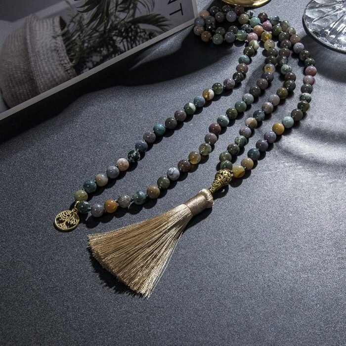 Collier Mala "Contemplation Intérieure" en Agate Indienne -  by Fit Calm - Agate Indienne, best, equilibre, harmonie, Mala, NOUVEAUTES DECEMBRE