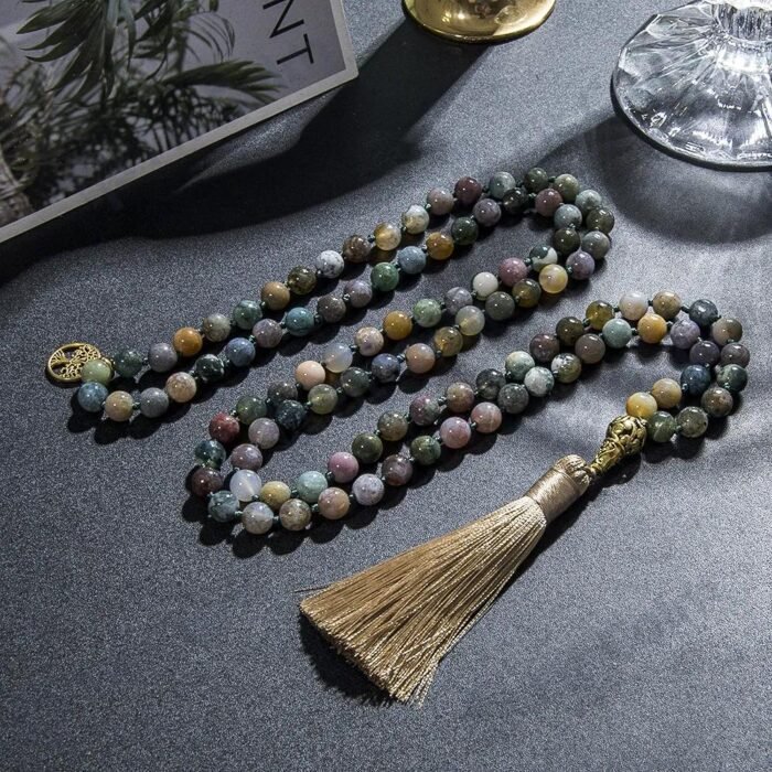 Collier Mala "Contemplation Intérieure" en Agate Indienne -  by Fit Calm - Agate Indienne, best, equilibre, harmonie, Mala, NOUVEAUTES DECEMBRE