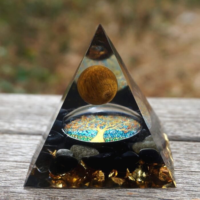 Tiger's eye & Obsidian "Reborn Tree of Life" Orgonite - by Fit Calm - tree of life, Best Seller, black obsidian, tiger's eye, Orgonite