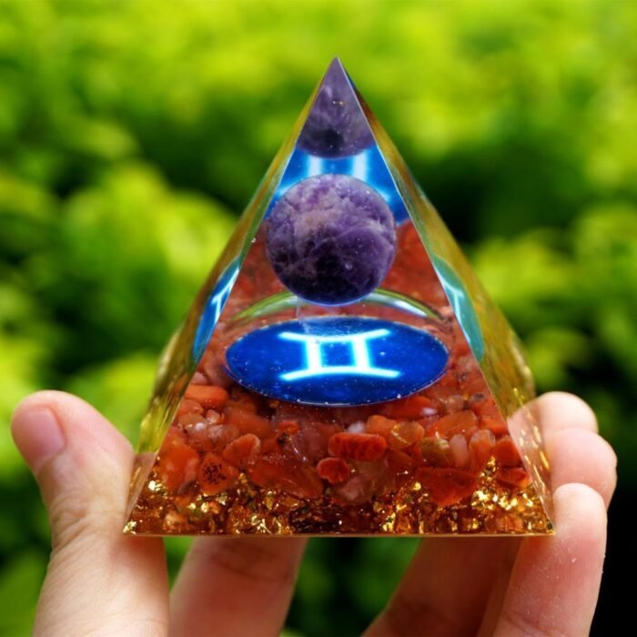 Zodiac Orgonite - Gemini in Red Agate & Amethyst - by Fit Calm - Red Agate, Amethyst, New Products For September 2020, Orgonite