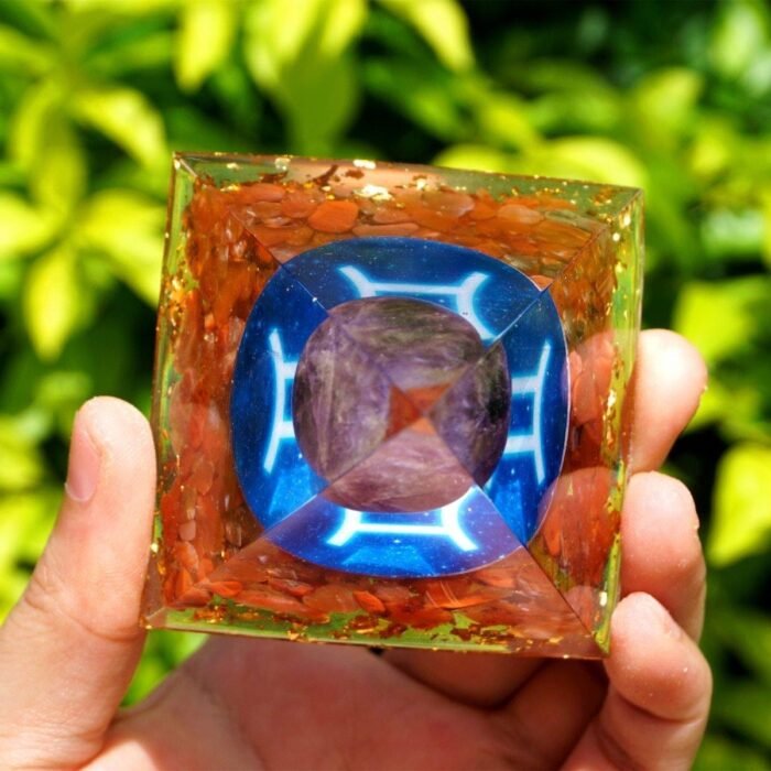 Zodiac Orgonite - Gemini in Red Agate & Amethyst - by Fit Calm - Red Agate, Amethyst, New Products For September 2020, Orgonite