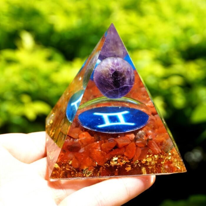 Zodiac Orgonite - Gemini in Red Agate & Amethyst - by Fit Calm - Red Agate, Amethyst, New Products For September 2020, Orgonite