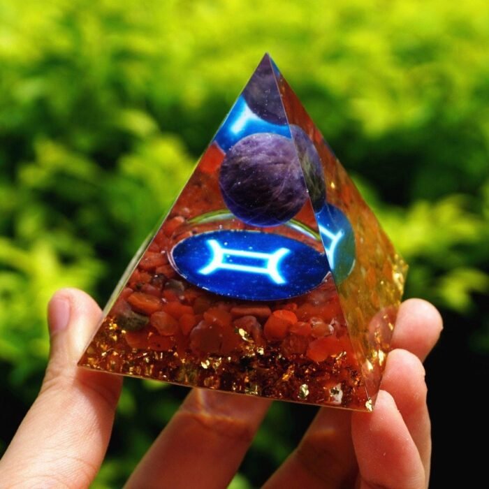 Zodiac Orgonite - Gemini in Red Agate & Amethyst - by Fit Calm - Red Agate, Amethyst, New Products For September 2020, Orgonite