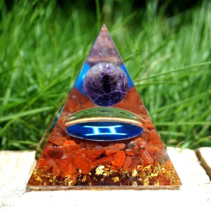 Zodiac Orgonite - Gemini in Red Agate & Amethyst - by Fit Calm - Red Agate, Amethyst, New Products For September 2020, Orgonite