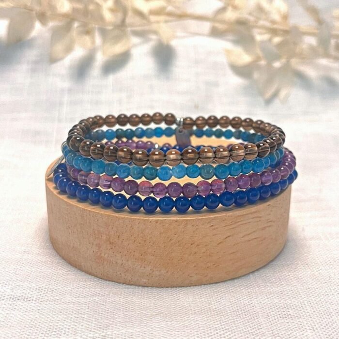 Ensemble "Perception & Sérénité" en Améthyste, Quartz Fumé, Apatite & Quartz Bleu -  by Fit Calm - Améthyste, Apatite, Bracelet, Bracelets, ensemble, NOUVEAUTES MAI, QUARTZ BLEU, Quartz Fumé, taille