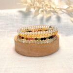 Ensemble "Joie & Bonheur" en Citrine, Tourmaline Multicolore, Cristal de Roche & Préhnite -  by Fit Calm - Bracelet, Bracelets, Citrine, Cristal de roche, ensemble, NOUVEAUTES MAI, préhnite, taille, tourmaline multi-colore, tourmaline multicolore
