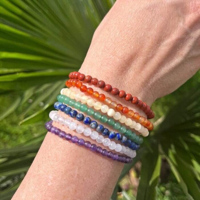 Ensemble "Ouverture des 7 Chakras" en Pierres Naturelles -  by Fit Calm - 7 chakras, Améthyste, Aventurine verte, Bracelet, Bracelets, calcite jaune, chakras, cornaline, ensemble, Jaspe rouge, lapis lazuli, NOUVEAUTES DE JUIN, Quartz Blanc, taille