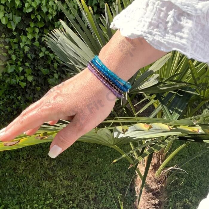 Ensemble "Perception & Sérénité" en Améthyste, Quartz Fumé, Apatite & Quartz Bleu -  by Fit Calm - Améthyste, Apatite, Bracelet, Bracelets, ensemble, NOUVEAUTES MAI, QUARTZ BLEU, Quartz Fumé, taille