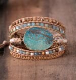 Ocean Jasper "Ouverture d'Esprit" Boho Bracelet - by Fit Calm - Bracelet, equilibre, jasper, ocean jasper, green jasper, multi-stones, multi-turns, braided