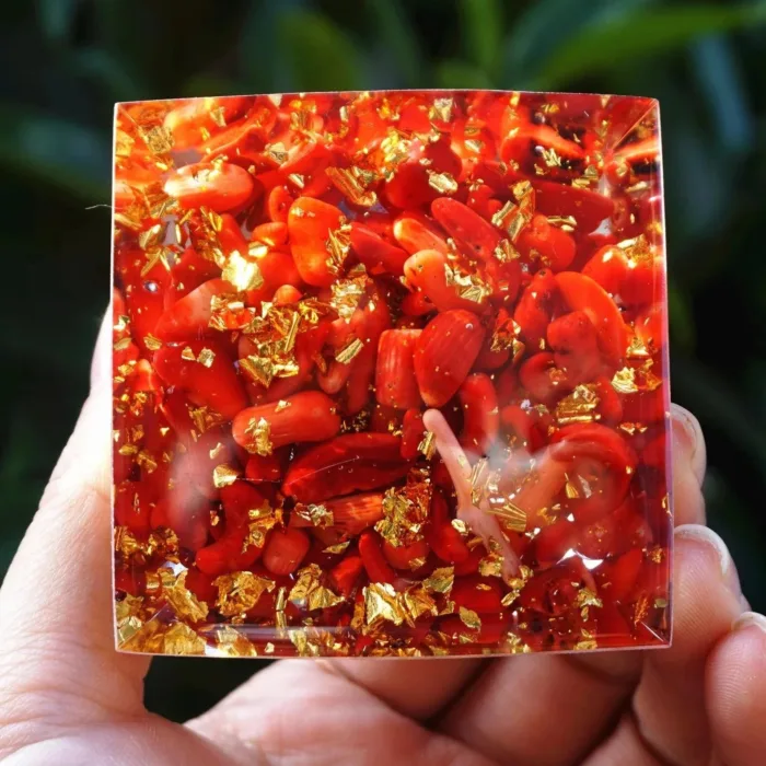 Orgonite "Énergie Vitale" en Améthyste & Corail Rouge -  by Fit Calm - Améthyste, HALLO, nouveautés de septembre 2022, Orgonite