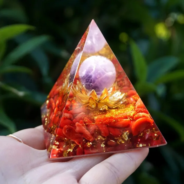 Orgonite "Énergie Vitale" en Améthyste & Corail Rouge -  by Fit Calm - Améthyste, HALLO, nouveautés de septembre 2022, Orgonite