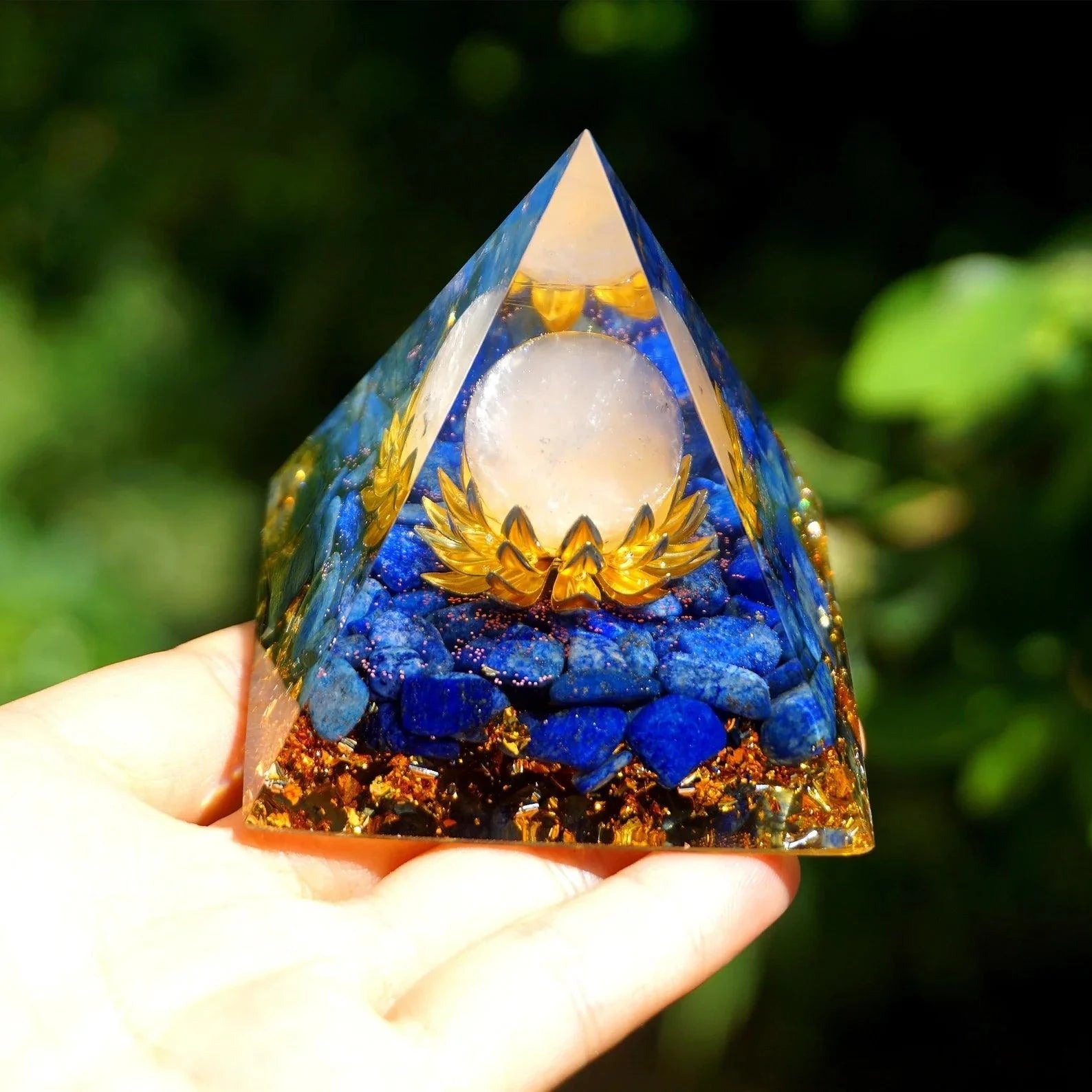 Orgonite "Lotus Divin" en Lapis Lazuli & Quartz Rose -  by Fit Calm - lapis lazuli, nouveautés de septembre 2022, Orgonite, Quartz rose