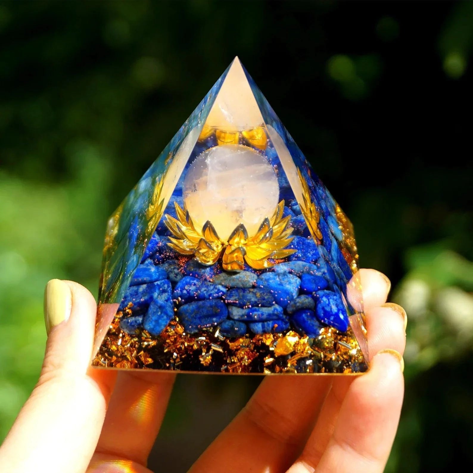 Orgonite "Lotus Divin" en Lapis Lazuli & Quartz Rose -  by Fit Calm - lapis lazuli, nouveautés de septembre 2022, Orgonite, Quartz rose