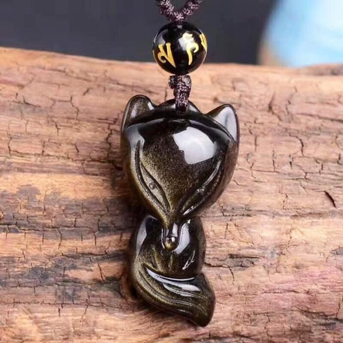 Golden Obsidian "Wise Fox" Pendant - by Fit Calm - Golden Obsidian, Pendant