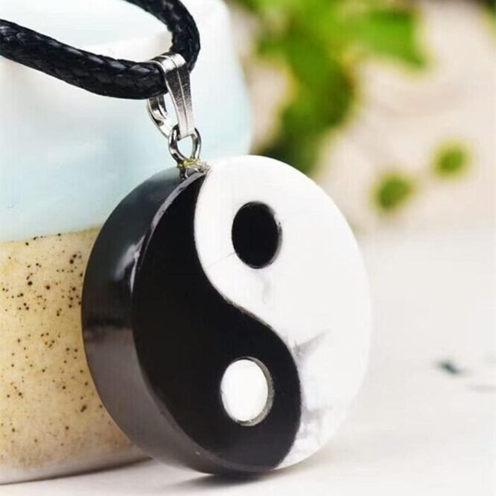 Pendentif "Yin-Yang" en Howlite & Obsidienne Noire -  by Fit Calm - best, Howlite, Kopy, Obsidienne noire, Pendentif
