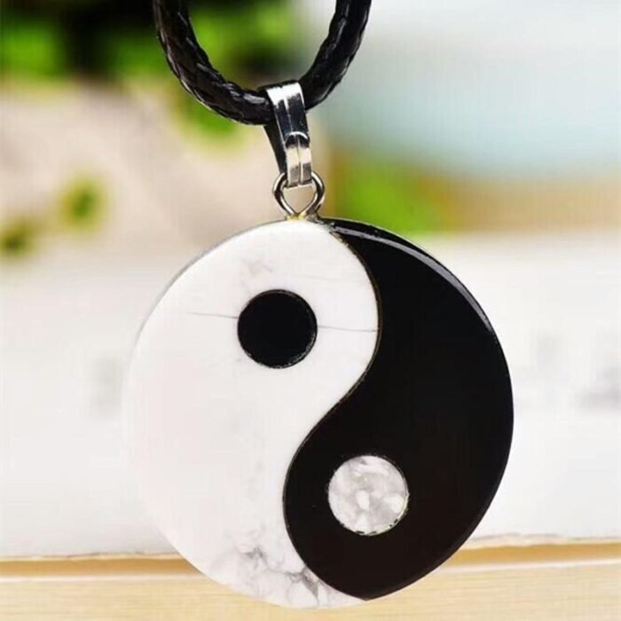 Pendentif "Yin-Yang" en Howlite & Obsidienne Noire -  by Fit Calm - best, Howlite, Kopy, Obsidienne noire, Pendentif