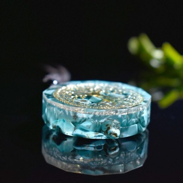 Pendentif Orgonite "Anahata" en Turquoise -  by Fit Calm - arbre de vie, Best Seller, Orgonite, Pendentif, pendentif orgonite, Promotions, Turquoise