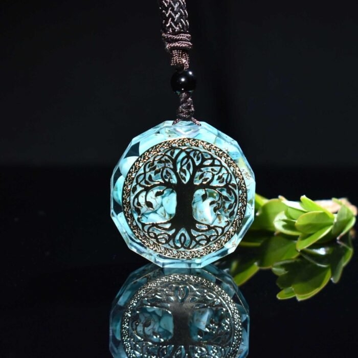 Pendentif Orgonite "Anahata" en Turquoise -  by Fit Calm - arbre de vie, Best Seller, Orgonite, Pendentif, pendentif orgonite, Promotions, Turquoise