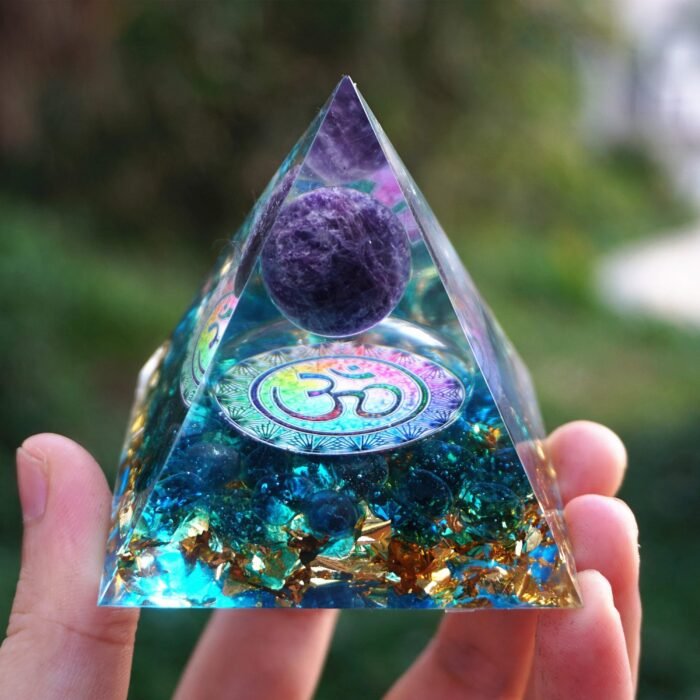 Orgonite "OM - Connexion Spirituelle" en Améthyste & Quartz Bleu -  by Fit Calm - Améthyste, nouveautés de juillet 2020, Orgonite, QUARTZ BLEU