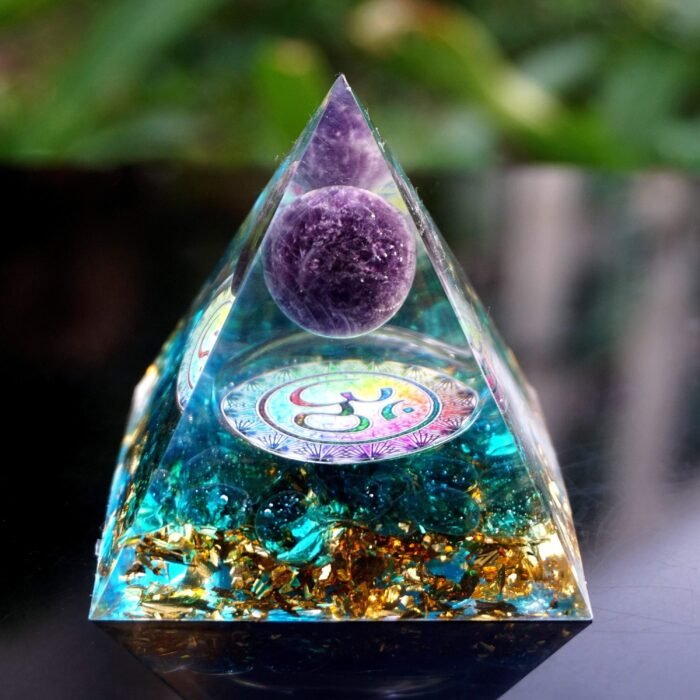 Orgonite "OM - Connexion Spirituelle" en Améthyste & Quartz Bleu -  by Fit Calm - Améthyste, nouveautés de juillet 2020, Orgonite, QUARTZ BLEU