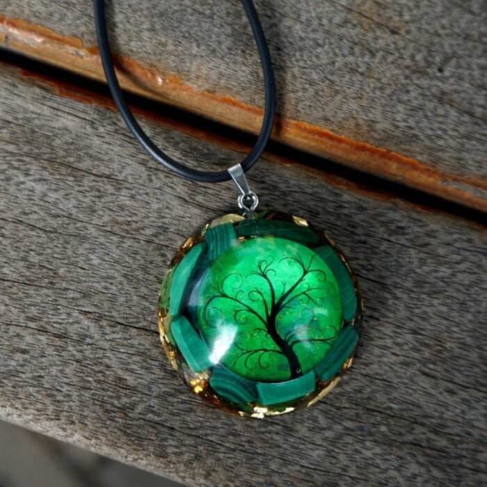 Pendentif Orgonite "Arbre de Vie" en Malachite -  by Fit Calm - Best Seller, Malachite, nouveautés de juillet 2020, Orgonite, pendentif, pendentif orgonite, Promotions