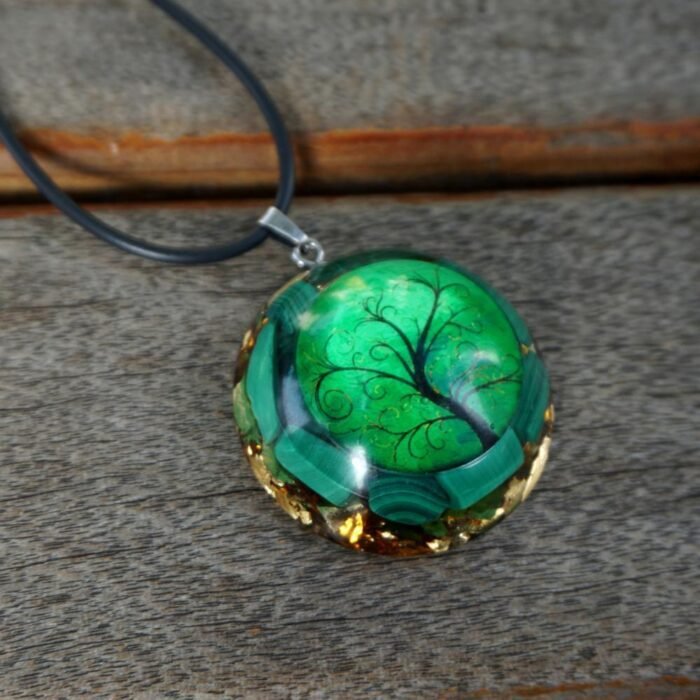 Pendentif Orgonite "Arbre de Vie" en Malachite -  by Fit Calm - Best Seller, Malachite, nouveautés de juillet 2020, Orgonite, pendentif, pendentif orgonite, Promotions