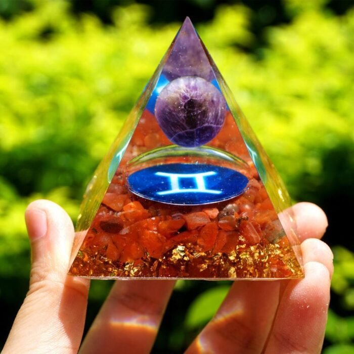 Zodiac Orgonite - Gemini in Red Agate & Amethyst - by Fit Calm - Red Agate, Amethyst, New Products For September 2020, Orgonite