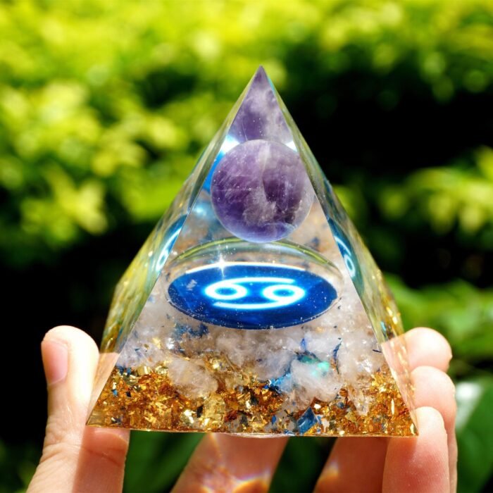 Zodiac Orgonite - Cancer in Amethyst & White Quartz - by Fit Calm - Amethyst, new products for September 2020, Orgonite, White Quartz