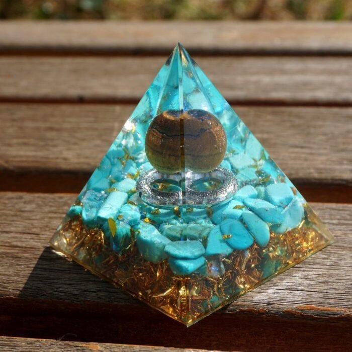 Orgonite "Soleil Magique" en Turquoise & Oeil de Tigre -  by Fit Calm - Oeil de tigre, Orgonite, Turquoise
